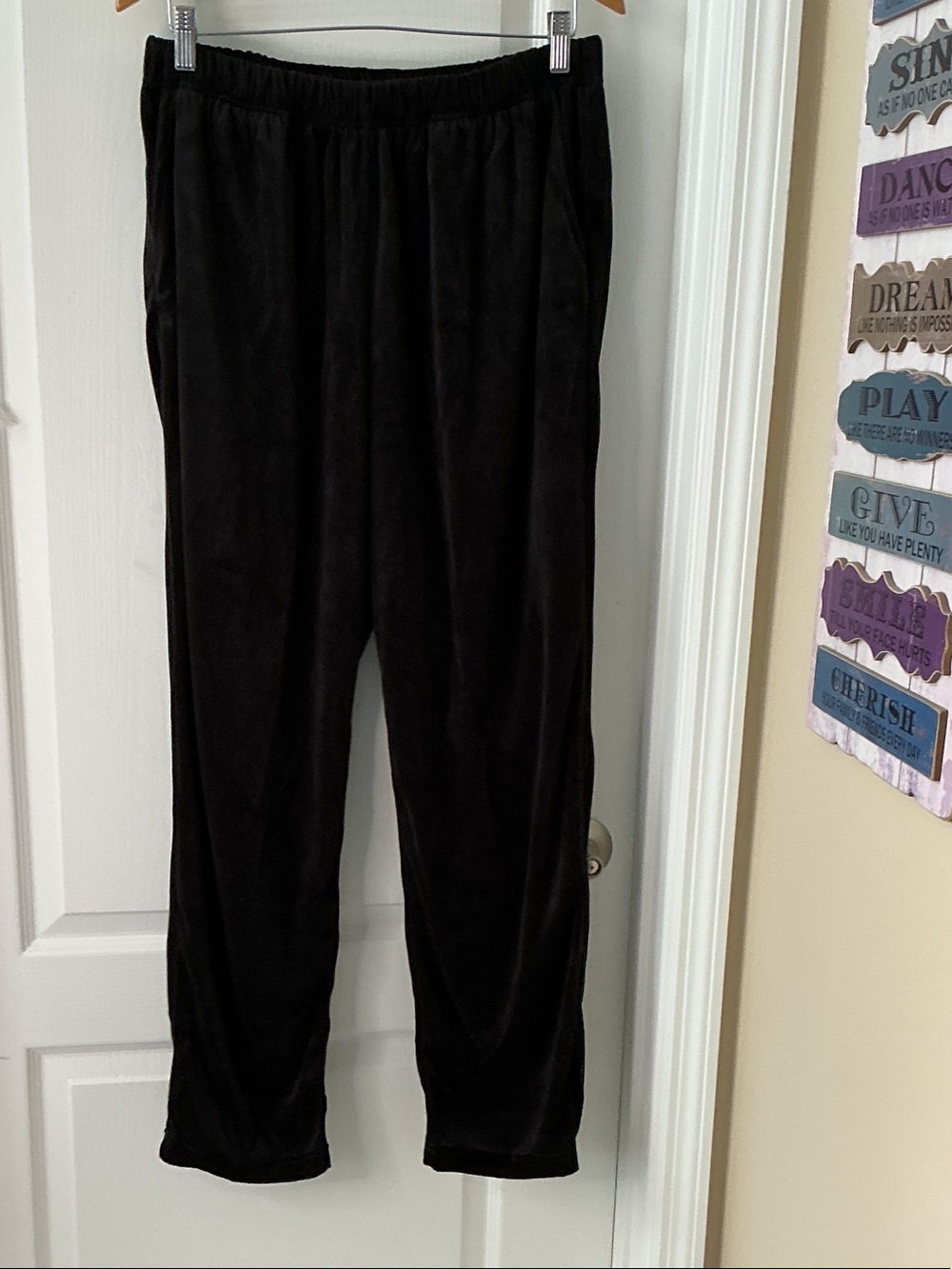 Woman Within Black Velour Jogger Pants for Men